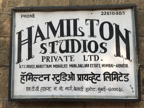 The sign for Hamilton Studios